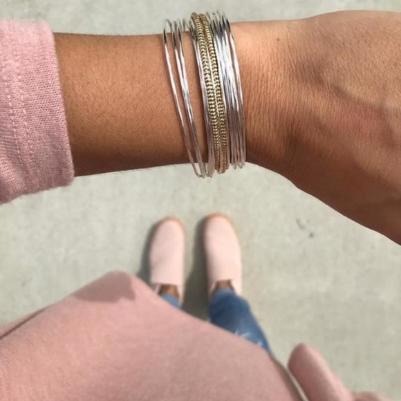 Stella & Dot | [SILVER] Multi Layer Mixed Metal Rhett Cuff Dainty Gold Bracelet - Picture 6 of 10